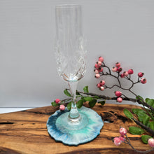 Load image into Gallery viewer, Green & Blue Burst Resin Coaster – Handmade (Single Piece)