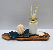 Load image into Gallery viewer, Midnight Blue & Ivory Resin Tray with Gold Detail