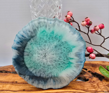 Load image into Gallery viewer, Green & Blue Burst Resin Coaster – Handmade (Single Piece)