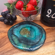Load image into Gallery viewer, Emerald Resin Coasters – Handmade Artisanal Set of Four