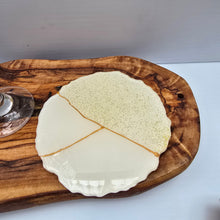 Load image into Gallery viewer, Ivory & Gold Resin Coaster Set of Three – Handmade Elegance