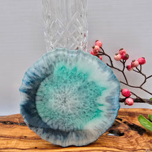 Load image into Gallery viewer, Green & Blue Burst Resin Coaster – Handmade (Single Piece)