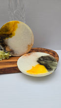 Load image into Gallery viewer, Yellow Swirl Handmade Resin Coaster Duo