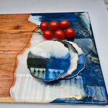 Load image into Gallery viewer, Blue & White Resin Coaster Set with Gold Edge – Set of 3