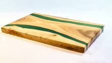 Load image into Gallery viewer, Verdant Valley Handcrafted Oakwood Serving Tray with Deep Green Resin Stripe