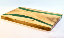 Load image into Gallery viewer, Verdant Valley Handcrafted Oakwood Serving Tray with Deep Green Resin Stripe