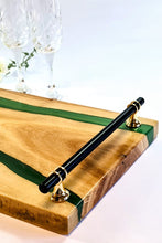 Load image into Gallery viewer, Verdant Valley Handcrafted Oakwood Serving Tray with Deep Green Resin Stripe