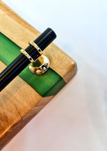 Load image into Gallery viewer, Verdant Valley Handcrafted Oakwood Serving Tray with Deep Green Resin Stripe