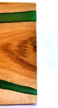 Load image into Gallery viewer, Verdant Valley Handcrafted Oakwood Serving Tray with Deep Green Resin Stripe