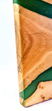 Load image into Gallery viewer, Verdant Valley Handcrafted Oakwood Serving Tray with Deep Green Resin Stripe