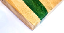 Load image into Gallery viewer, Verdant Valley Handcrafted Oakwood Serving Tray with Deep Green Resin Stripe