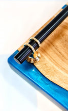 Load image into Gallery viewer, Jazzy Blue Handcrafted Oak Serving Tray - Chic & Rustic with Epoxy Detailing
