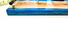 Load image into Gallery viewer, Jazzy Blue Handcrafted Oak Serving Tray - Chic & Rustic with Epoxy Detailing