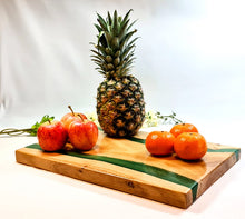 Load image into Gallery viewer, Verdant Valley Handcrafted Oakwood Serving Tray with Deep Green Resin Stripe
