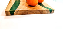 Load image into Gallery viewer, Verdant Valley Handcrafted Oakwood Serving Tray with Deep Green Resin Stripe