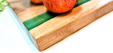 Load image into Gallery viewer, Verdant Valley Handcrafted Oakwood Serving Tray with Deep Green Resin Stripe
