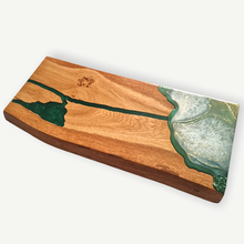 Load image into Gallery viewer, Forest Whisper Oakwood Centrepiece with Enchanted Green Resin Art