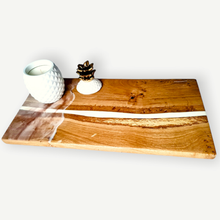 Load image into Gallery viewer, Arctic Streak Handcrafted Oakwood Centrepiece/Shelf with Pure White Resin Line
