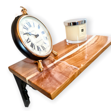 Load image into Gallery viewer, Arctic Streak Handcrafted Oakwood Centrepiece/Shelf with Pure White Resin Line