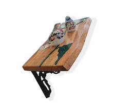 Load image into Gallery viewer, Forest Whisper Oakwood Centrepiece with Enchanted Green Resin Art