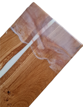 Load image into Gallery viewer, Arctic Streak Handcrafted Oakwood Centrepiece/Shelf with Pure White Resin Line