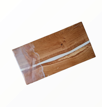Load image into Gallery viewer, Arctic Streak Handcrafted Oakwood Centrepiece/Shelf with Pure White Resin Line