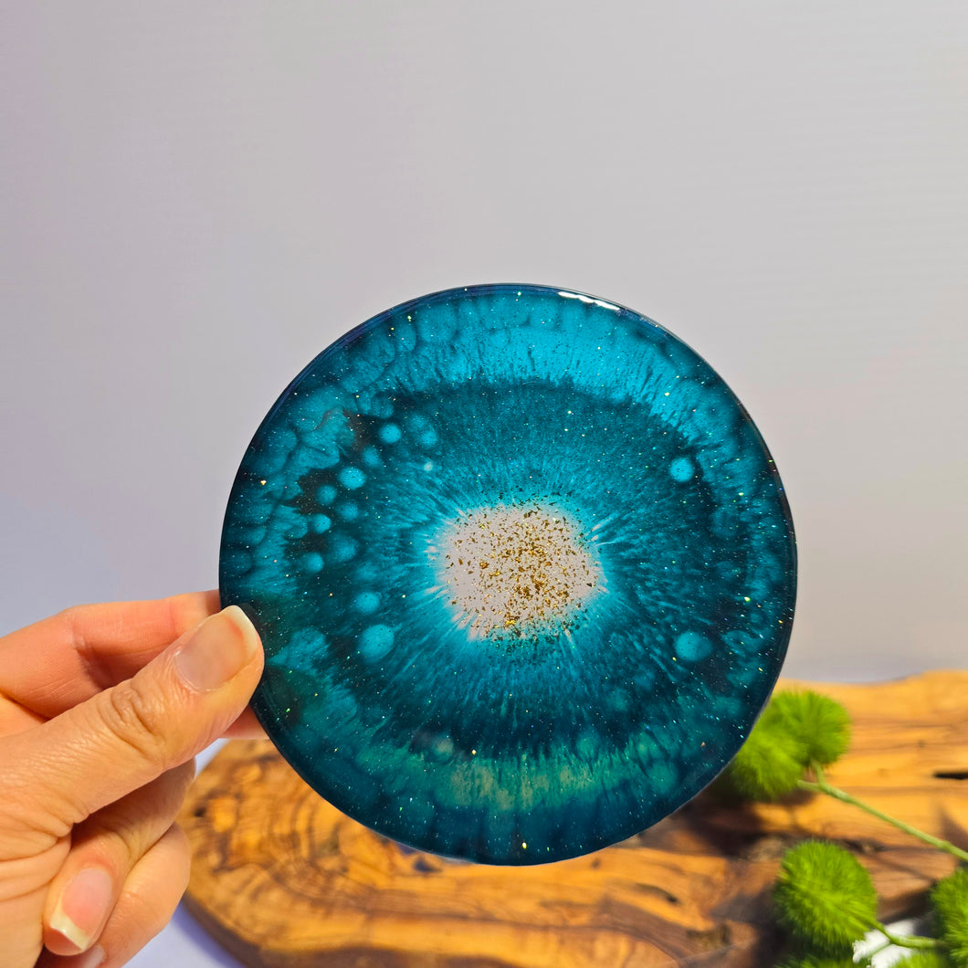 Emerald Swirl Handcrafted Resin Coaster (Single)
