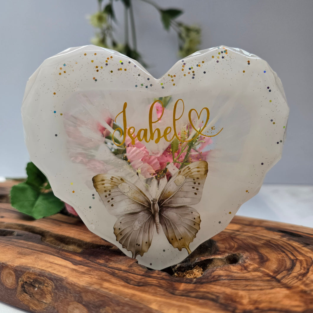 Personalised Heart-Shaped Resin Coaster – Tailor-Made for You