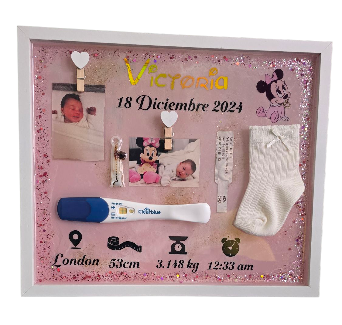 Baby Keepsake Frame – Personalised Memory Box in Resin