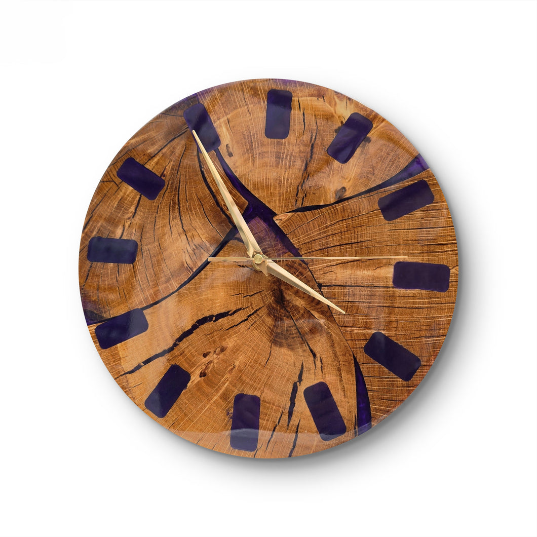 Purple Haze Oakwood Resin Clock