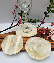 Load image into Gallery viewer, Set of 4 Handmade Resin Coasters – Soft White &amp; Gold Detail
