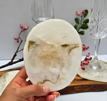 Load image into Gallery viewer, Set of 4 Handmade Resin Coasters – Soft White &amp; Gold Detail
