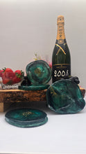 Load image into Gallery viewer, Emerald Resin Coasters – Handmade Artisanal Set of Four
