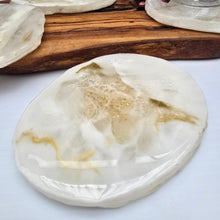 Load image into Gallery viewer, Set of 4 Handmade Resin Coasters – Soft White &amp; Gold Detail
