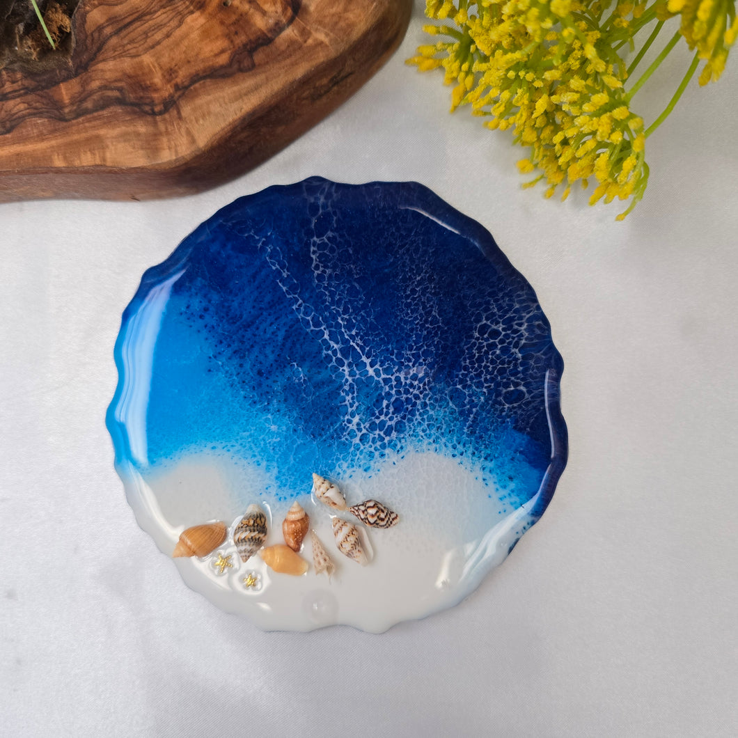 Oceanic Melody Shell-Embellished Coaster