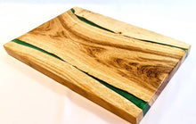 Load image into Gallery viewer, Verdant Valley Handcrafted Oakwood Serving Tray with Deep Green Resin Stripe
