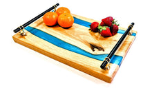 Load image into Gallery viewer, Blue Sky Handcrafted Oak Serving Tray with Bespoke Epoxy Detail
