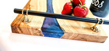 Load image into Gallery viewer, Epoxy Oak Serving Tray - Handcrafted, Blue-Purple Gradient with Bespoke Colour Options
