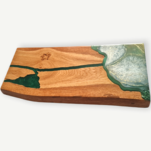Load image into Gallery viewer, Forest Whisper Oakwood Centrepiece with Enchanted Green Resin Art

