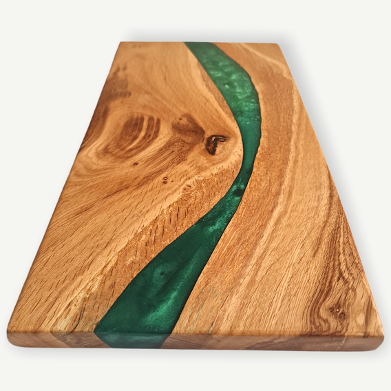 Forest Vein Handcrafted Oakwood Shelf with Vibrant Green Resin
