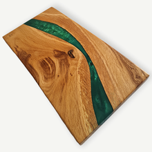 Load image into Gallery viewer, Forest Vein Handcrafted Oakwood Shelf with Vibrant Green Resin
