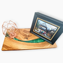 Load image into Gallery viewer, Forest Vein Handcrafted Oakwood Shelf with Vibrant Green Resin
