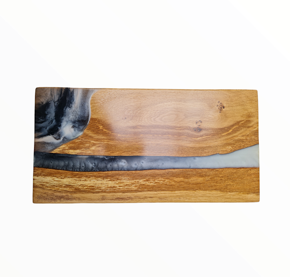 Sleek Oakwood - Epoxy River Charcuterie Board - Handcrafted Elegance