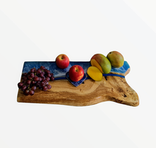 Load image into Gallery viewer, Ocean-Inspired Epoxy Resin &amp; Oakwood Serving Tray – Artisanal Wave Design

