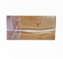 Load image into Gallery viewer, Arctic Streak Handcrafted Oakwood Centrepiece/Shelf with Pure White Resin Line

